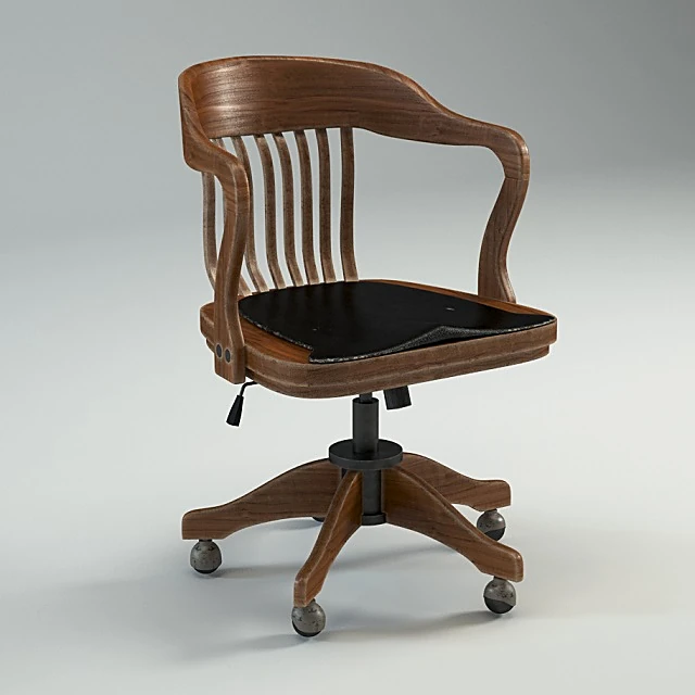Ergonomic Office Chair with Wooden Frame and Leather Seat