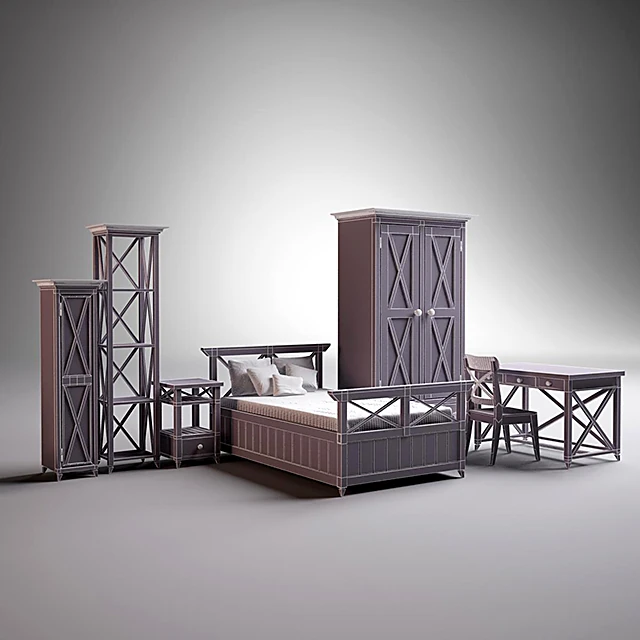 Children's Furniture Set with Cross-Brace Detailing (2)