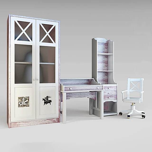 Children's Furniture Set with Distressed Wood Finish