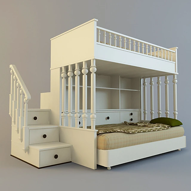 Bunk Bed with Classic Oxford Style and Storage Stairs