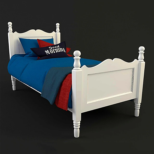 Single Bed with Classic White Wood Frame