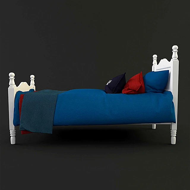 Single Bed with Classic White Wood Frame (2)