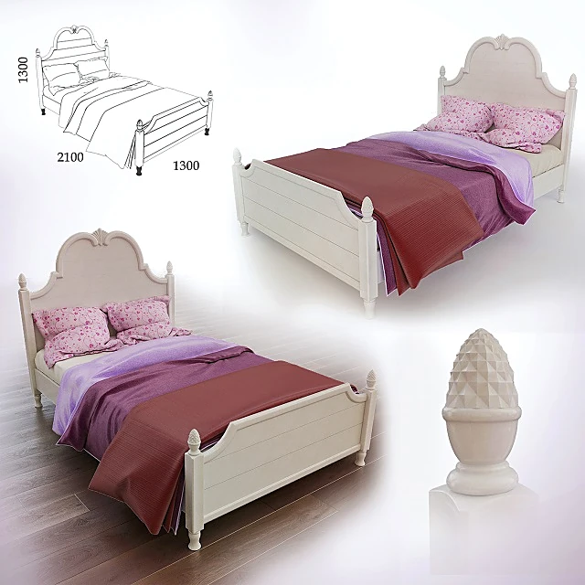 Children's Bed with Classic Painted Wood Design