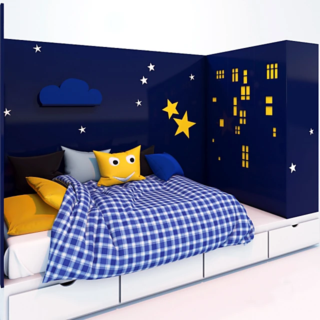 Podium Bed with Night City Theme