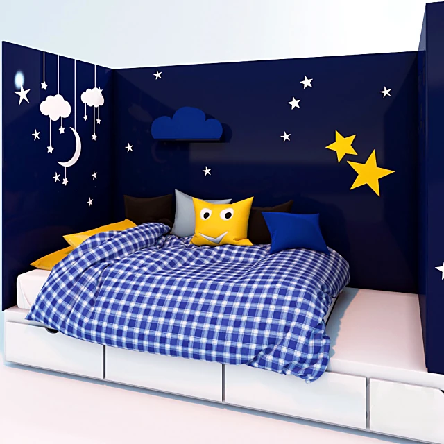 Podium Bed with Night City Theme (2)