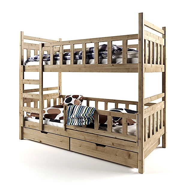 Wooden Bunk Bed with Storage Drawers
