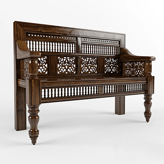 Settee and Chair Set with Intricate Wood Carvings (2)