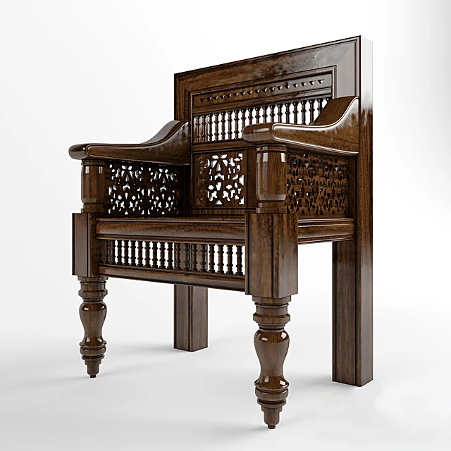 Settee and Chair Set with Intricate Wood Carvings (3)