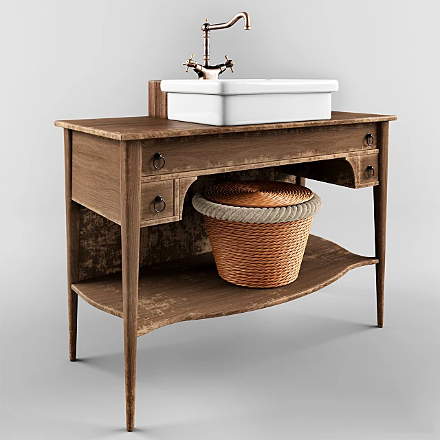 Vintage Distressed Wood Sink Vanity