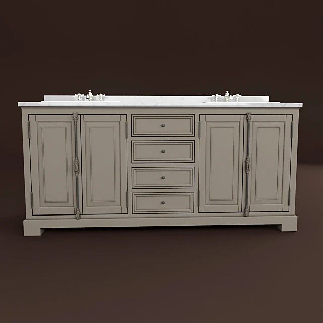 Double Washbasin Vanity with Classic Ornate Details