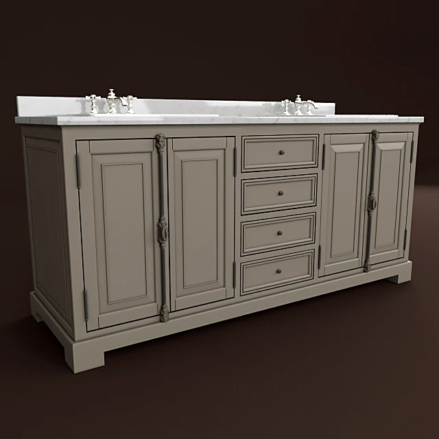 Double Washbasin Vanity with Classic Ornate Details (2)