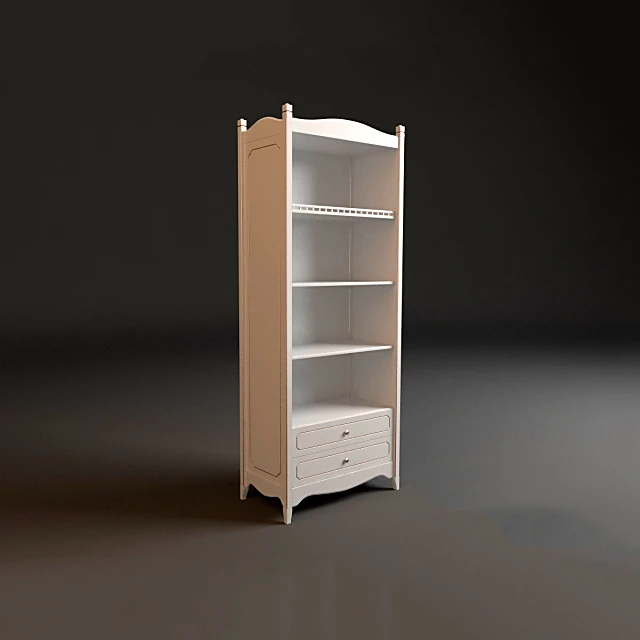 Open Rack White Wood with Drawers