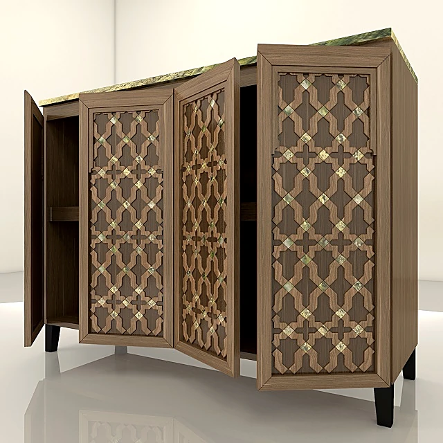 Moroccan Cabinet with Stone Inlay