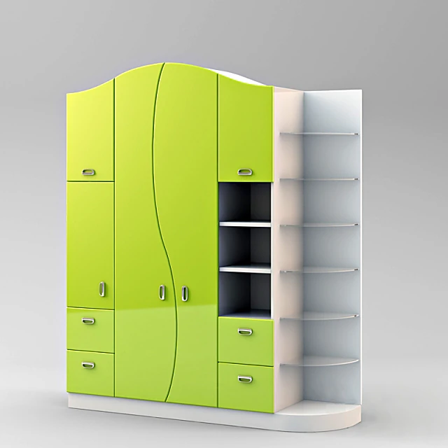 Wardrobe for children with vibrant green finish