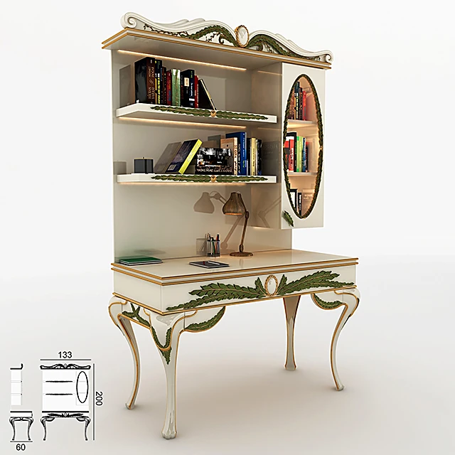 Study Table with Ornate Classic Design