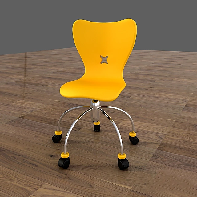 Child chair with Yellow Plastic Seat and Chrome Base