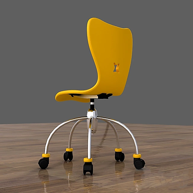 Child chair with Yellow Plastic Seat and Chrome Base (2)
