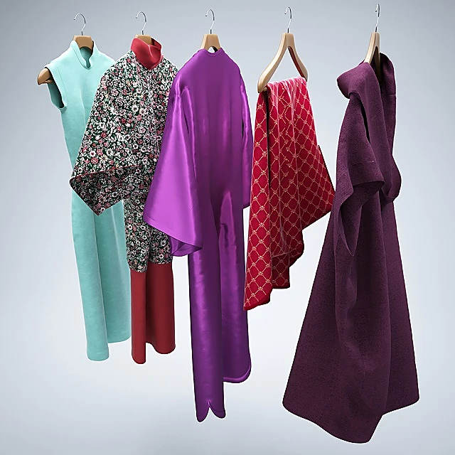 Dresses on Hangers with Mixed Fabrics