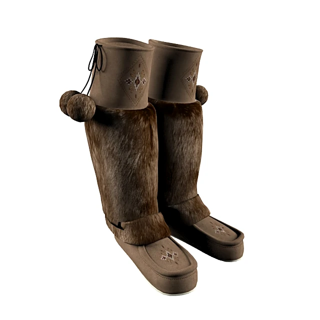 Women's Fur Boots with Ethnic Details