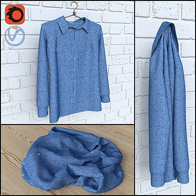 Denim Shirt with Fabric Texture