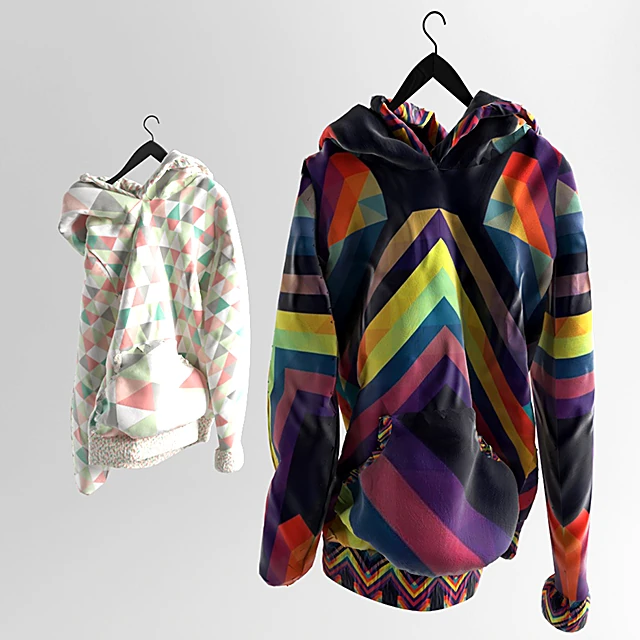 Sportswear Set with Geometric Print Hoodies and Pants (2)