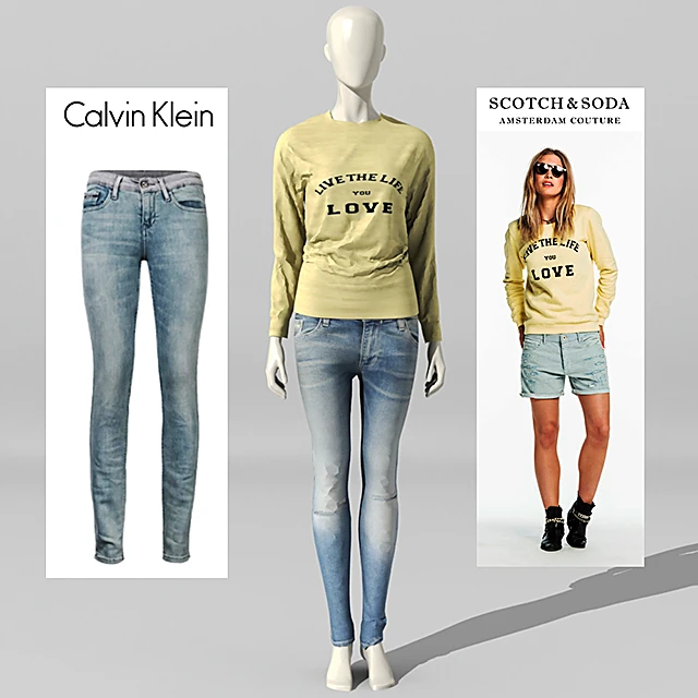 Mannequin with jeans and Scotch & Soda sweater by Calvin Klein