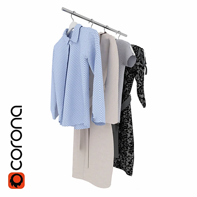 Set of clothes with metal rail and hangers
