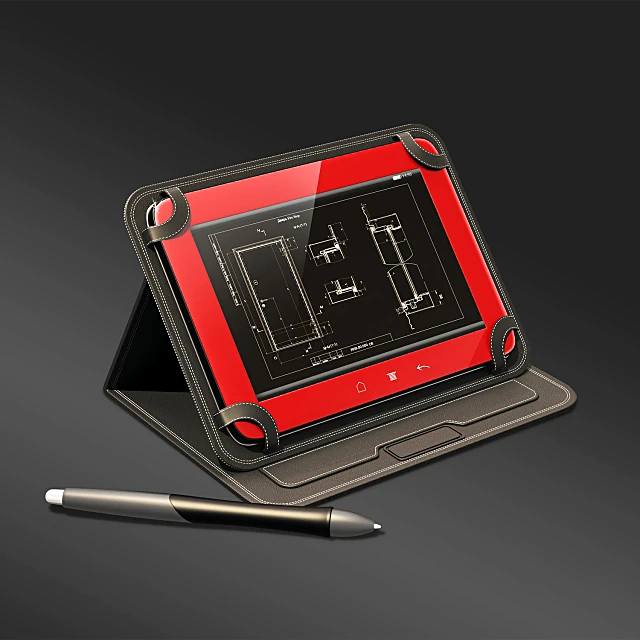 Tablet with Leather Cover and Stylus