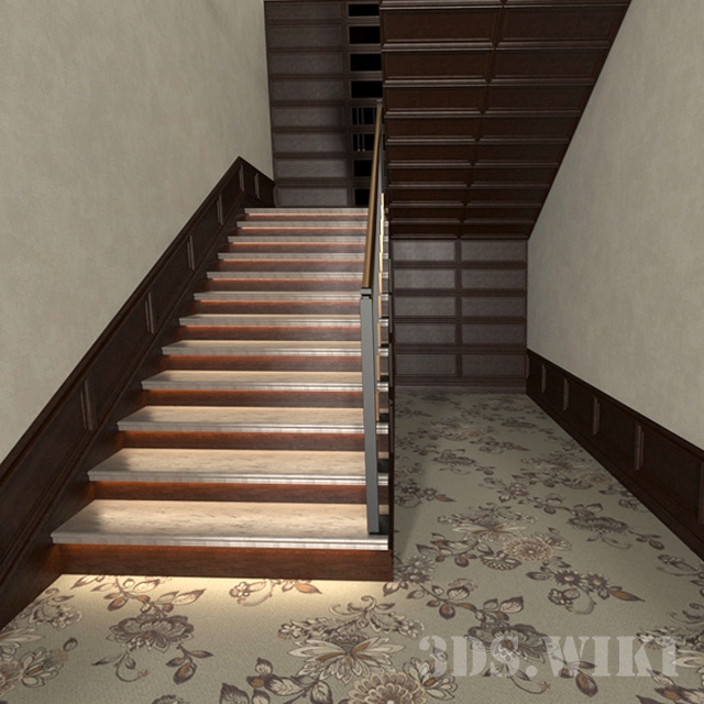 Classic wooden staircase with lighting 2