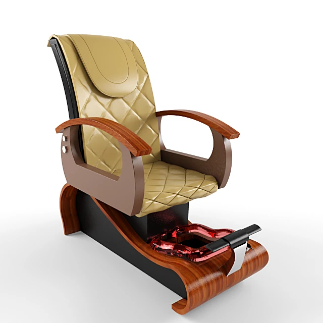 Pedicure Chair with Quilted Upholstery and Wood Accents