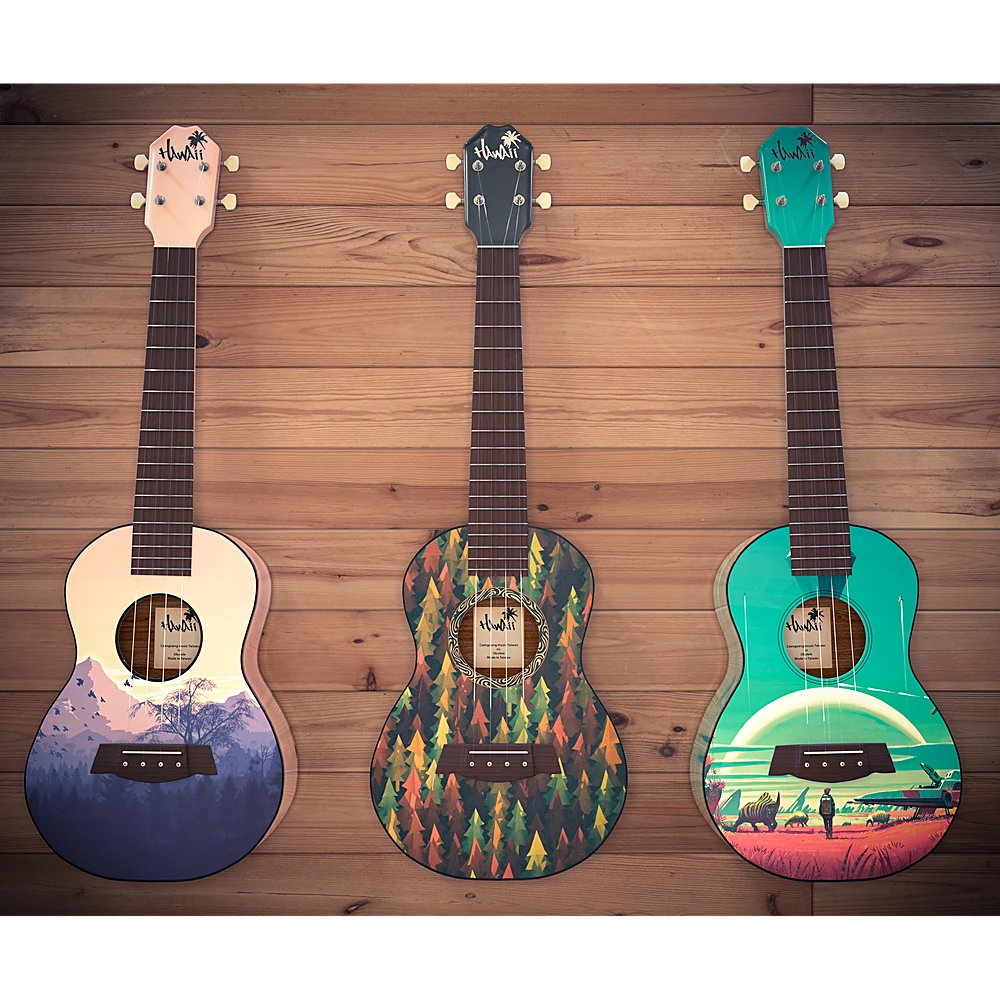 Decorative Ukulele Set with Unique Graphic Designs (2)