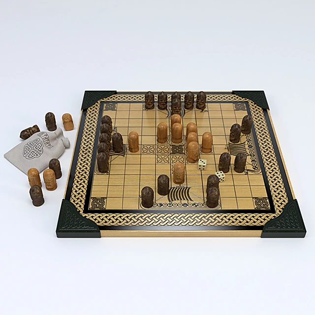 Hnefatafl Board Game with Wooden Viking-Inspired Pieces