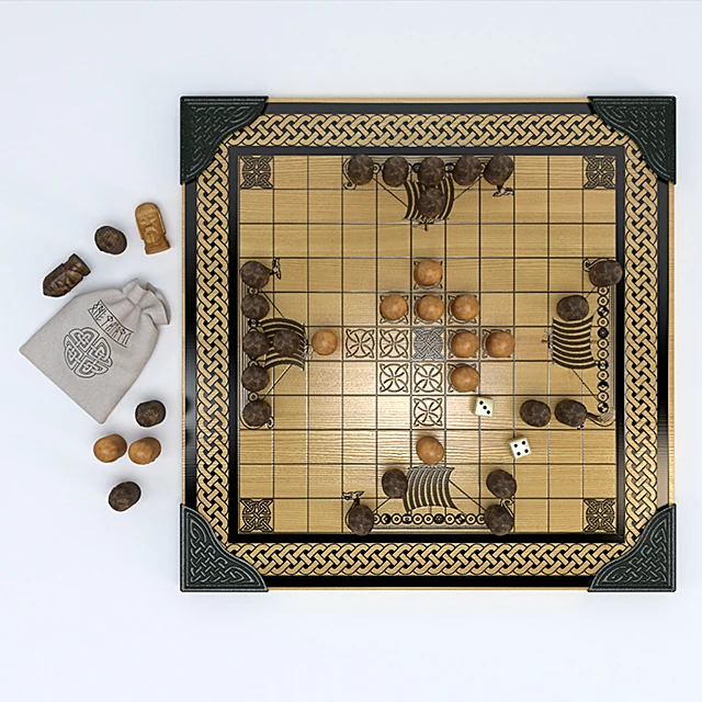 Hnefatafl Board Game with Wooden Viking-Inspired Pieces (2)