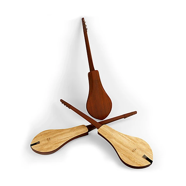 Komuz Musical Instrument with Pear-Shaped Wood Body