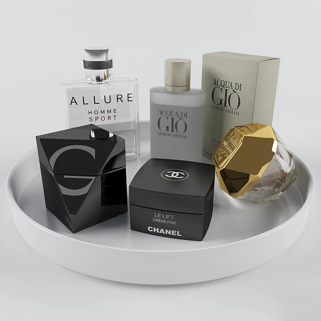 Perfume Set with Modern Glass and Plastic Elements