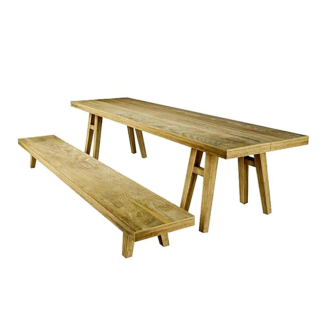 Wooden Dining Table Set with Benches (3)