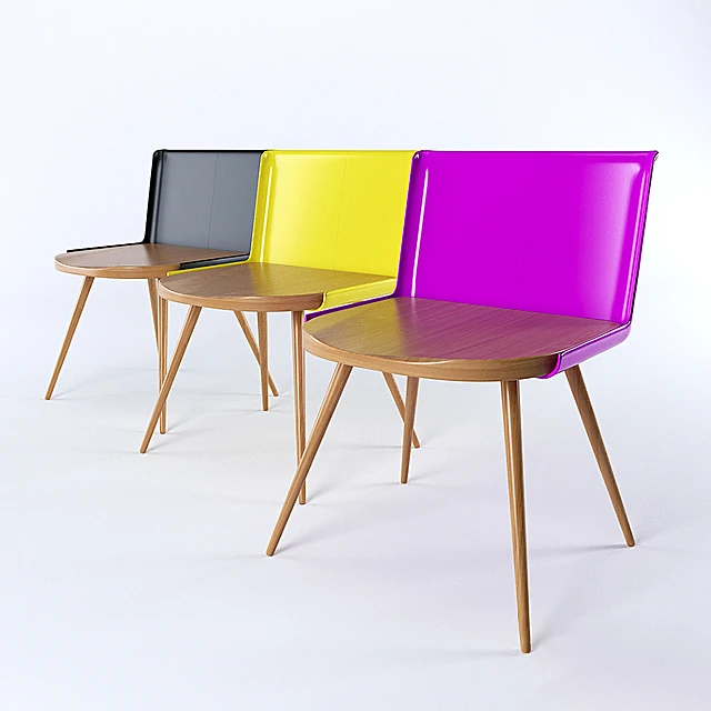 Modern Chair with Wooden Legs and Colorful Backrest