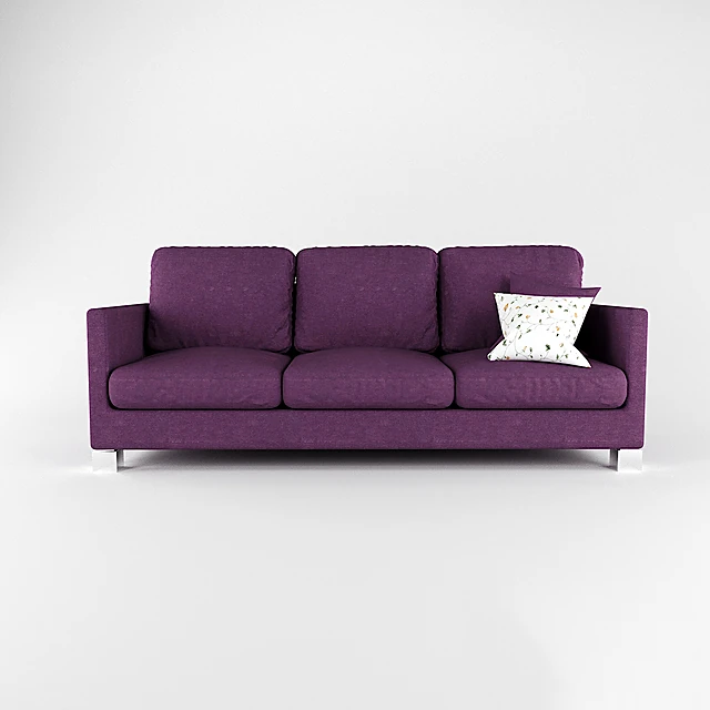 Modern Three-seater Sofa with Purple Fabric (2)
