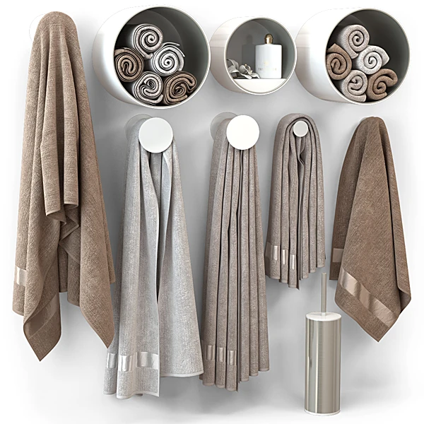 Bathroom Towel Set with Neutral Fabric