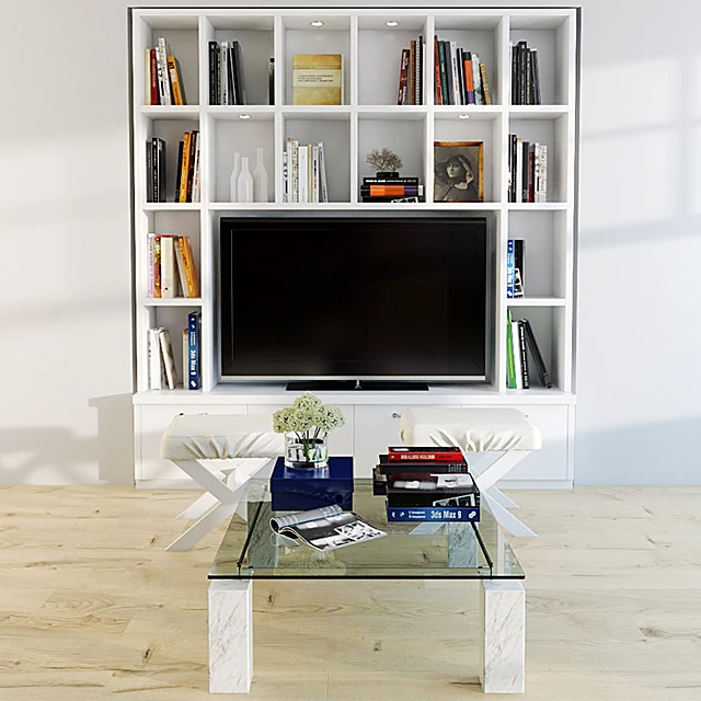 Modern Built-in TV Wall Unit with Modular Shelving