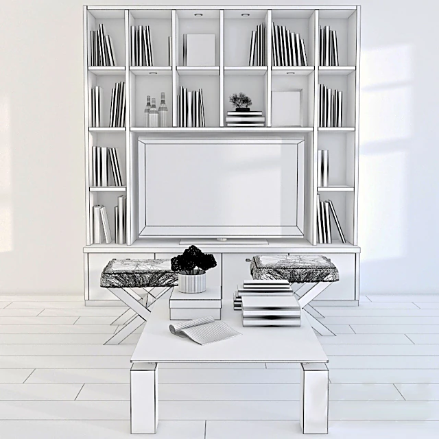 Modern Built-in TV Wall Unit with Modular Shelving (3)