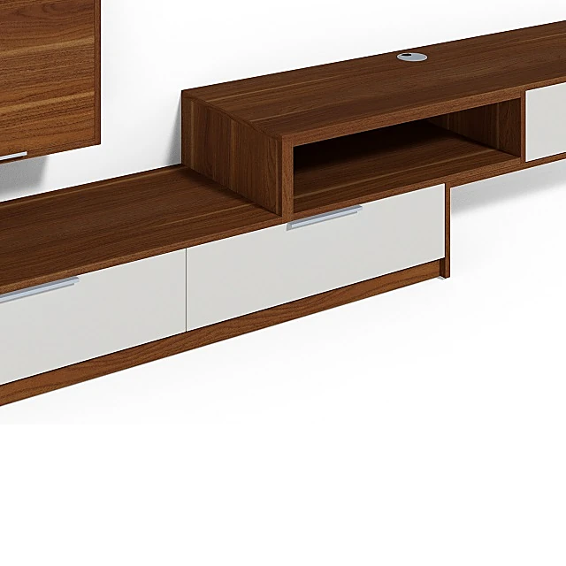 TV Wall Unit with Two-Tone Wood and White Finish (2)