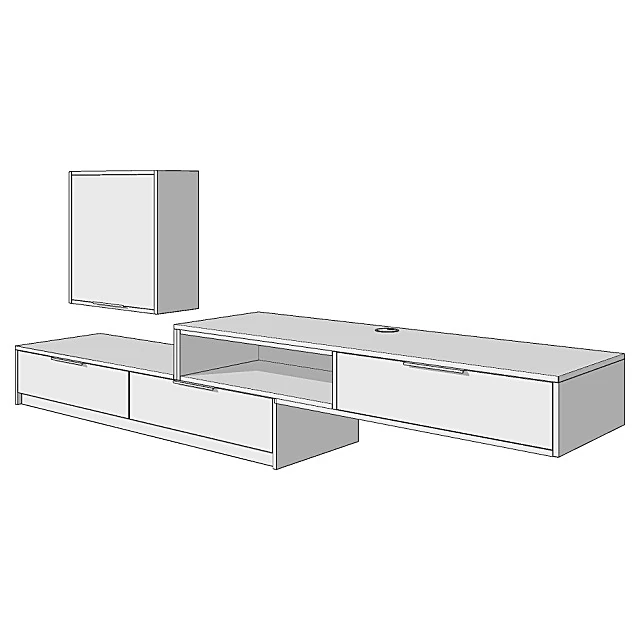 TV Wall Unit with Two-Tone Wood and White Finish (3)