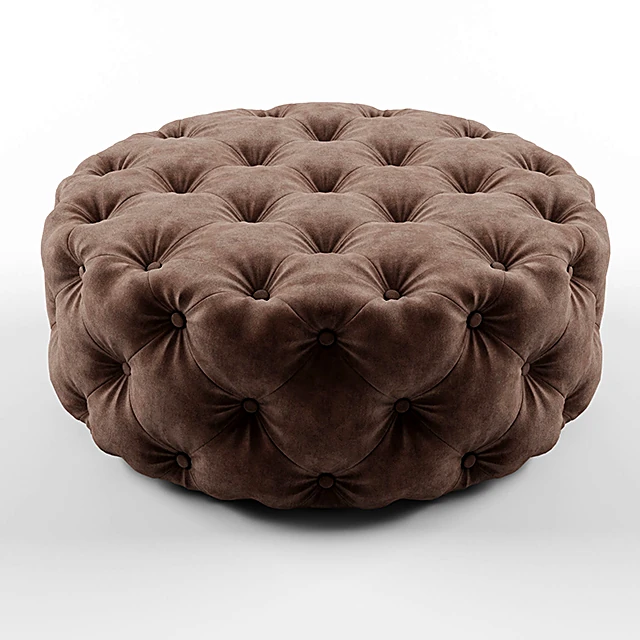 Tufted Cylindrical Ottomans Set (2)