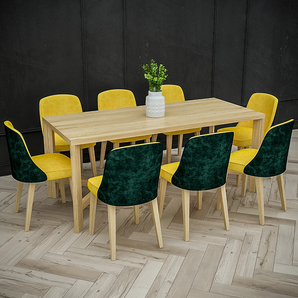 Modern Dining Set with Two-Tone Upholstery