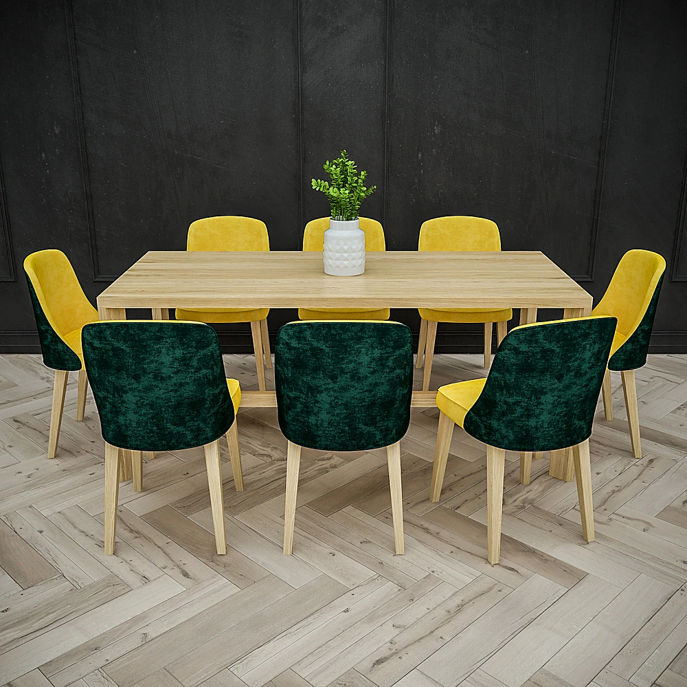 Modern Dining Set with Two-Tone Upholstery (2)