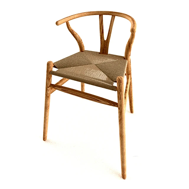 Scandinavian Wood Chair with Woven Seat