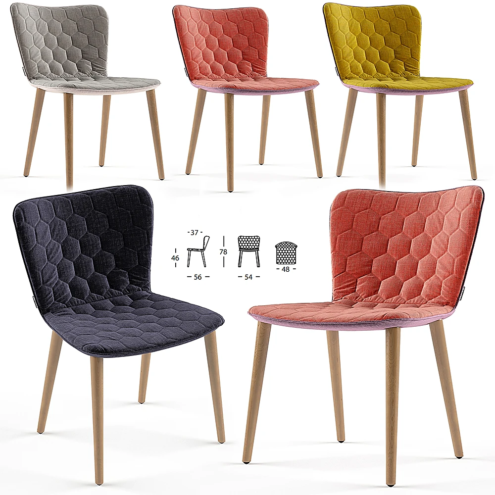 Dining Chair with Hexagonal Quilted Fabric