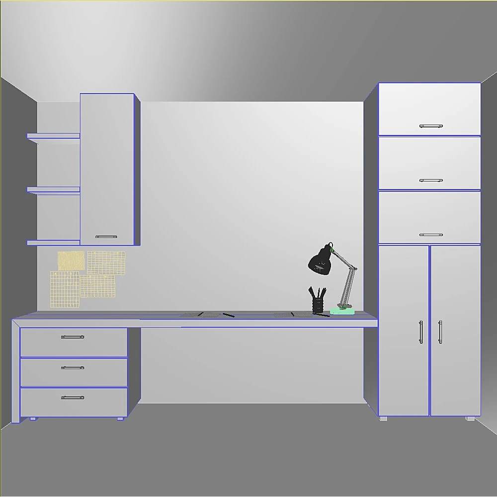 Writing Desk System with Integrated Storage (2)