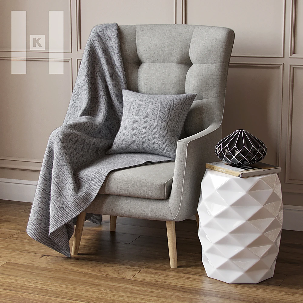 Wingback Armchair with Button Tufting